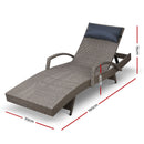Set of 2 Sun Lounge Outdoor Furniture Wicker Lounger Rattan Day Bed Garden Patio Grey