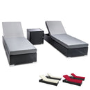 Outdoor Sun Lounge Wicker Lounger Setting Day Bed Chair Pool Furniture Rattan Sofa Cushion Garden Patio 3pc  Black Frame