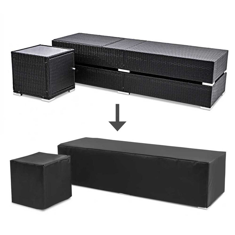 Outdoor Sun Lounge Wicker Lounger Setting Day Bed Chair Pool Furniture Rattan Sofa Cushion Garden Patio 3pc  Black Frame