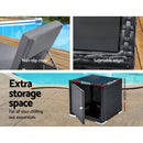 Outdoor Sun Lounge Wicker Lounger Setting Day Bed Chair Pool Furniture Rattan Sofa Cushion Garden Patio 3pc  Black Frame