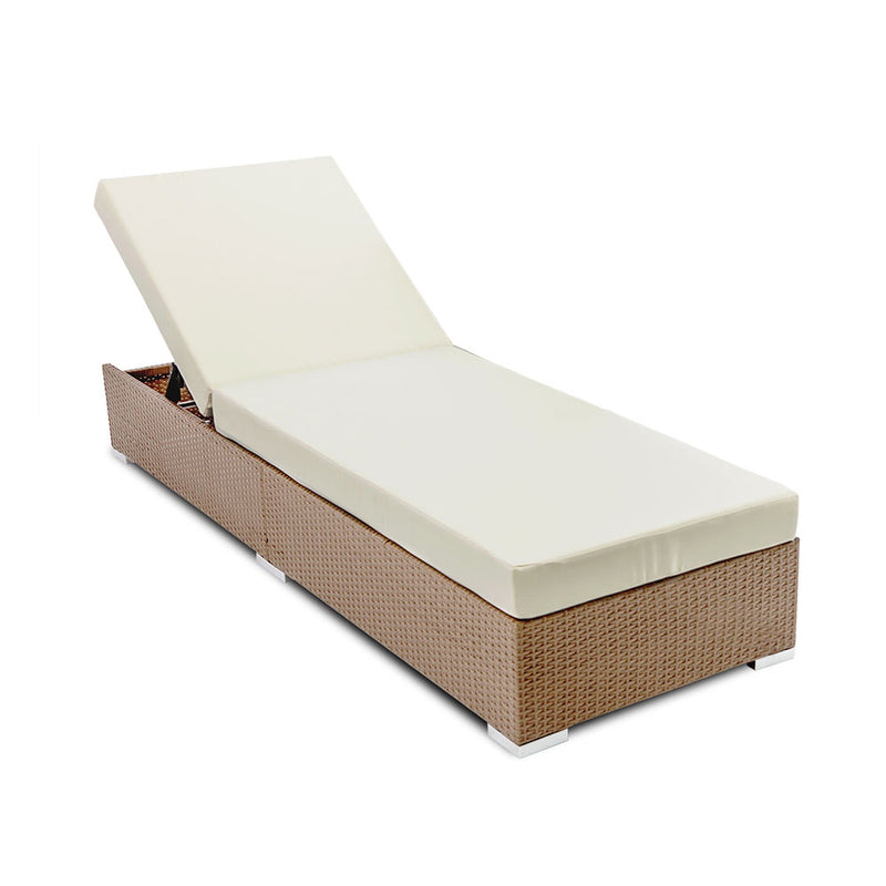 Outdoor Wicker Sun Lounge - Natural Brown