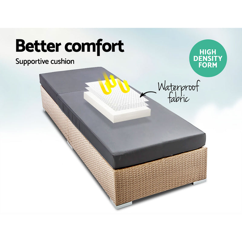 Outdoor Wicker Sun Lounge - Natural Brown