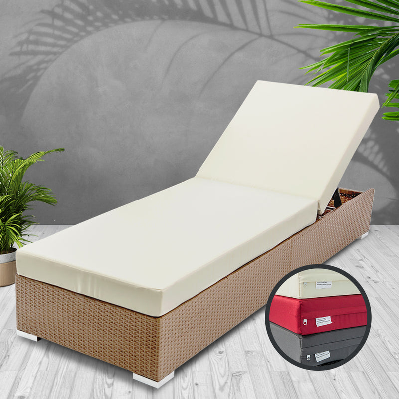 Outdoor Wicker Sun Lounge - Natural Brown