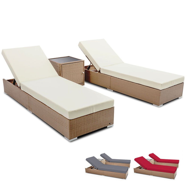 3 Piece Outdoor Wicker Lounge Set - Brown