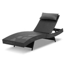 Outdoor Wicker Sun Lounge - Black