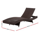Set of 2 Outdoor Wicker Sun Lounges - Brown
