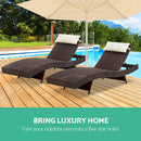Set of 2 Outdoor Wicker Sun Lounges - Brown