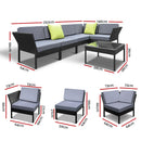 6PC Sofa Set Outdoor Furniture Lounge Setting Wicker Couches Garden Patio Pool