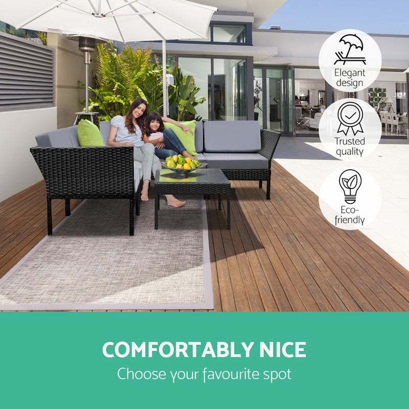 6PC Sofa Set Outdoor Furniture Lounge Setting Wicker Couches Garden Patio Pool