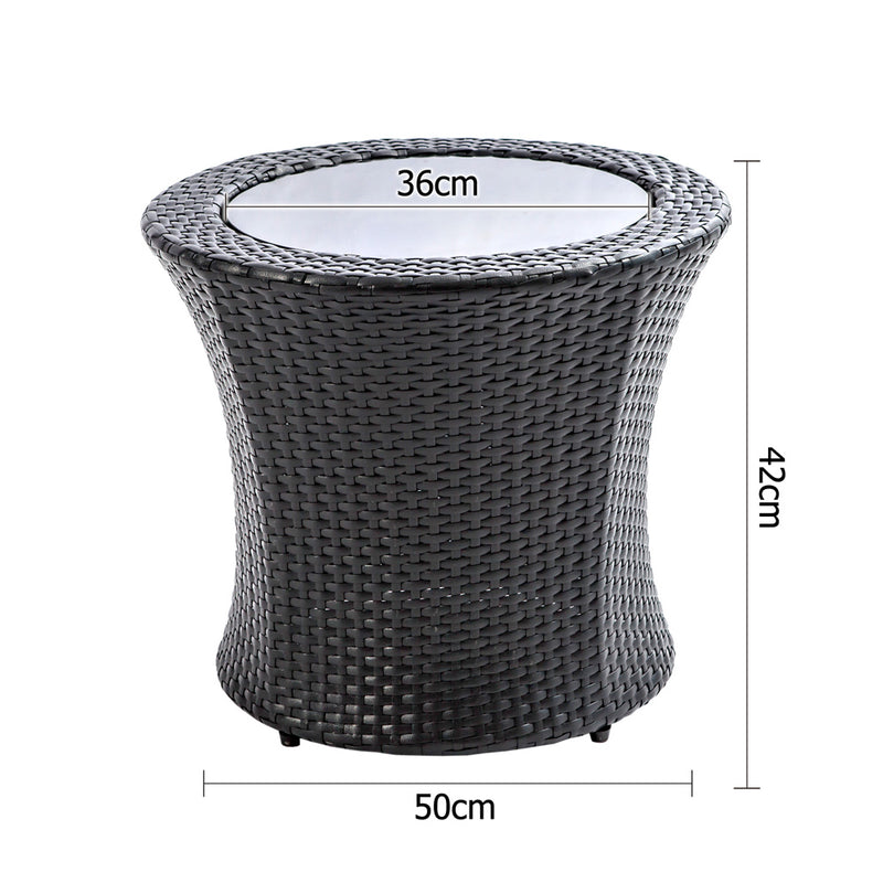 4 Piece PE Wicker Outdoor Set - Black