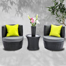 4 Piece PE Wicker Outdoor Set - Black