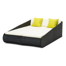 2 Seat PE Wicker Sun Lounge Daybed - Black
