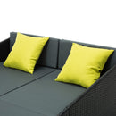 2 Seat PE Wicker Sun Lounge Daybed - Black