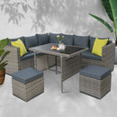 Outdoor Furniture Patio Set Dining Sofa Table Chair Lounge Garden Wicker Grey