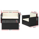 4 Piece Outdoor Wicker Furniture Set - Black