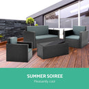 4 Piece Outdoor Wicker Furniture Set - Black