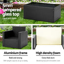 4 Piece Outdoor Wicker Furniture Set - Black