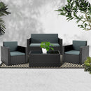 4 Piece Outdoor Wicker Furniture Set - Black