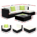 5PC Sofa Set with Storage Cover Outdoor Furniture Wicker