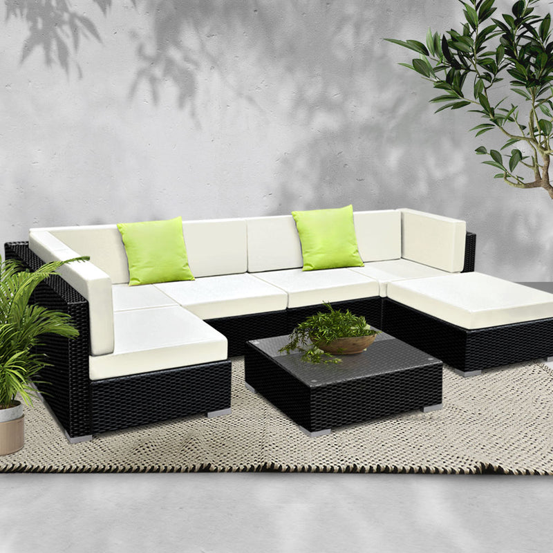 7PC Outdoor Furniture Sofa Set Wicker Garden Patio Pool Lounge