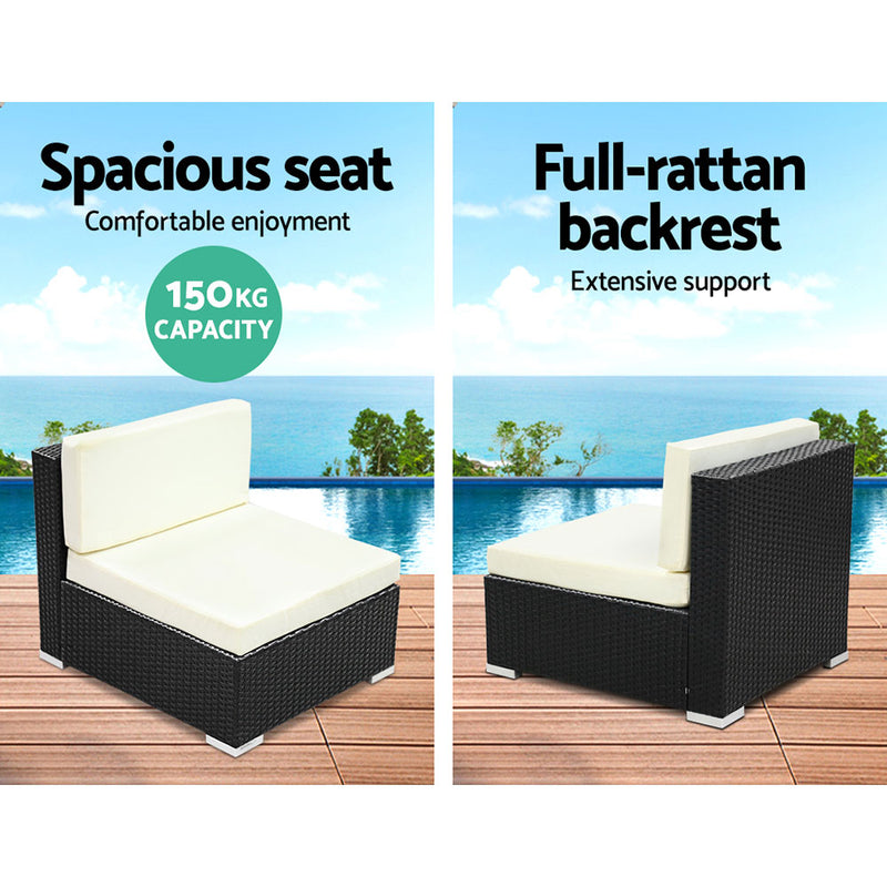 3PC  Outdoor Furniture Sofa Set Wicker Rattan Garden Lounge Chair Setting