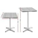 Bar Table Outdoor Furniture Adjustable Aluminium Pub Cafe Indoor Square
