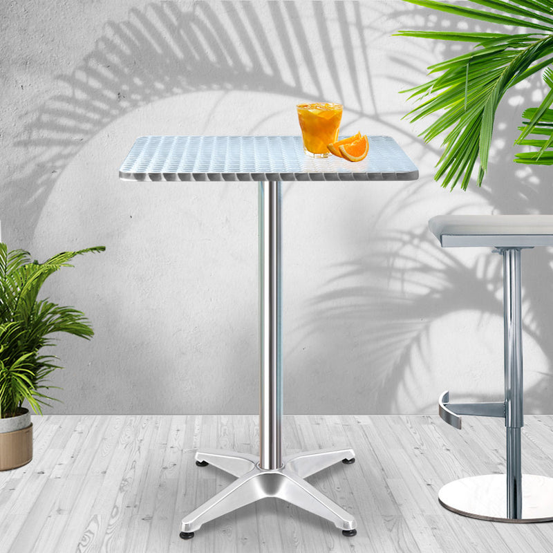 Bar Table Outdoor Furniture Adjustable Aluminium Pub Cafe Indoor Square