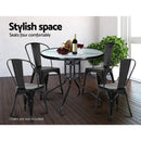 Outdoor Dining Table Bar Setting Steel Glass 70CM