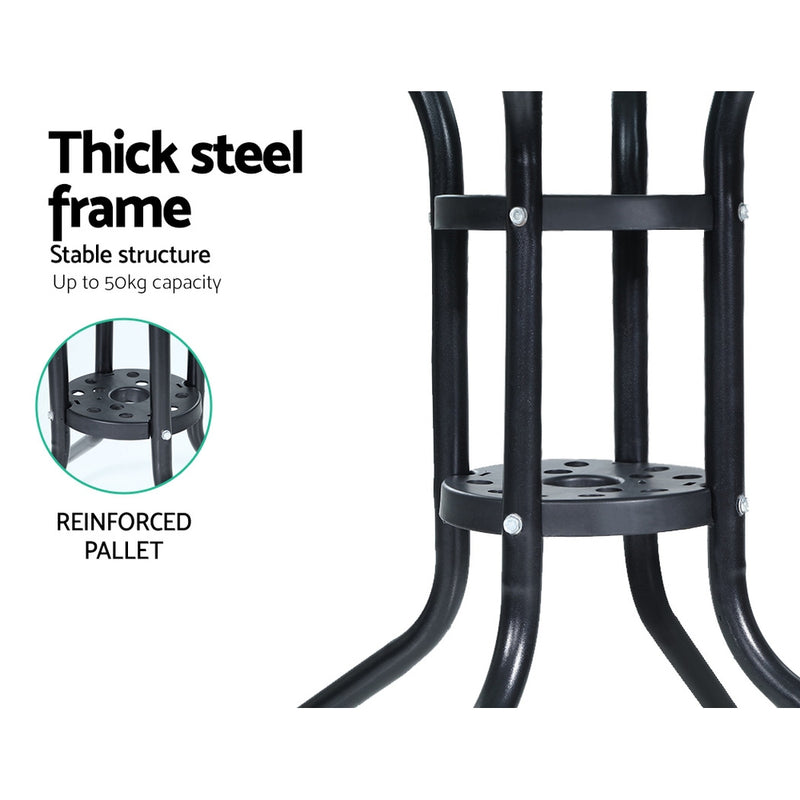 Outdoor Dining Table Bar Setting Steel Glass 70CM
