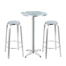 Outdoor Bistro Set Bar Table Stools Adjustable Aluminium Cafe 3PC Round