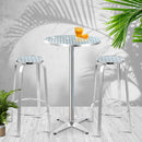 Outdoor Bistro Set Bar Table Stools Adjustable Aluminium Cafe 3PC Round