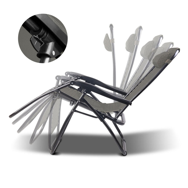 Zero Gravity Recliner Chairs Outdoor Sun Lounge Beach Chair Camping - Beige
