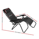 Set of 2 Zero Gravity Chairs Reclining Outdoor Furniture Sun Lounge Folding Camping Lounger Black