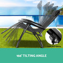 Set of 2 Zero Gravity Chairs Reclining Outdoor Furniture Sun Lounge Folding Camping Lounger Black