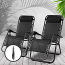 Set of 2 Zero Gravity Chairs Reclining Outdoor Furniture Sun Lounge Folding Camping Lounger Black