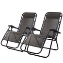Set of 2 Zero Gravity Chairs Reclining Outdoor Furniture Sun Lounge Folding Camping Lounger Grey