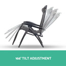 Set of 2 Zero Gravity Chairs Reclining Outdoor Furniture Sun Lounge Folding Camping Lounger Grey