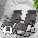 Set of 2 Zero Gravity Chairs Reclining Outdoor Furniture Sun Lounge Folding Camping Lounger Grey