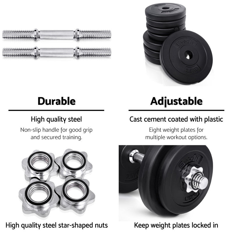 Everfit Fitness Gym Exercise Dumbbell Set 20kg