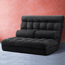 Lounge Sofa Bed 2-seater Floor Folding Suede Charcoal