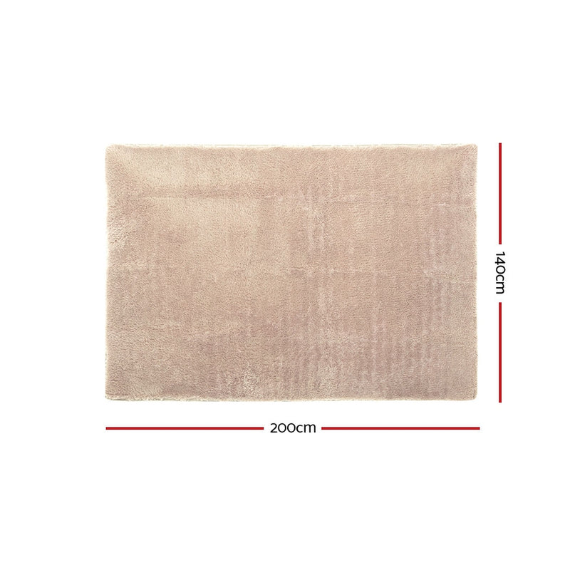 140x200cm Floor Rugs Large Ultra Soft Shaggy Rug Carpet Mat Area Beige
