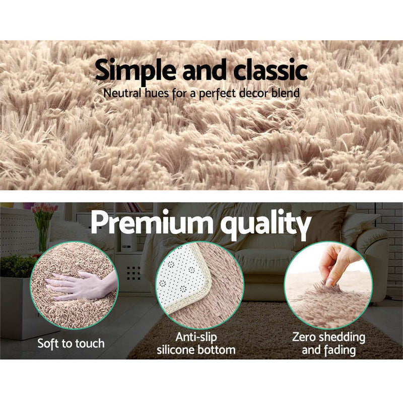 140x200cm Floor Rugs Large Ultra Soft Shaggy Rug Carpet Mat Area Beige