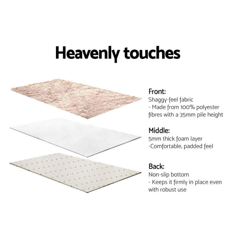140x200cm Floor Rugs Large Ultra Soft Shaggy Rug Carpet Mat Area Beige