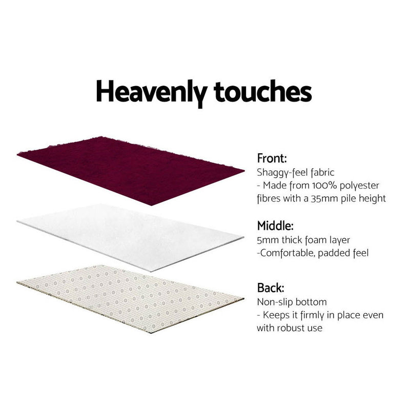Ultra Soft Shaggy Rug Large 200x230cm Floor Carpet AntiUnbrandedslip Area Rugs Burgundy
