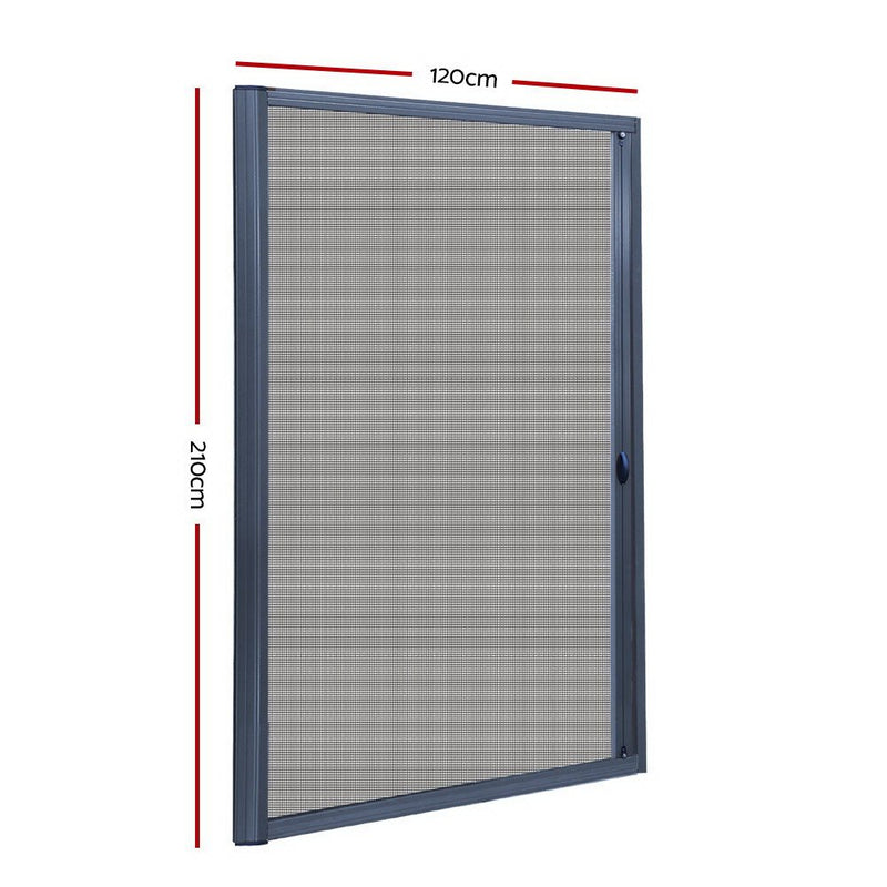 Retractable Magnetic Fly Screen Flyscreen Door Mesh Sliding 1.2m x 2.1m Grey