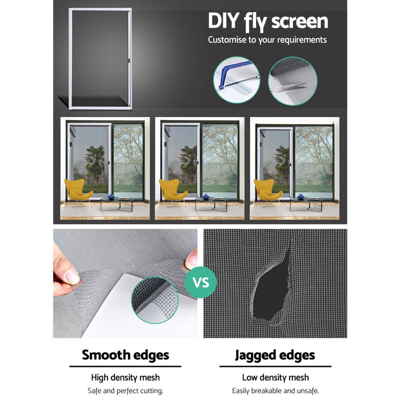 Retractable Magnetic Fly Screen Flyscreen Door Mesh Sliding 1.2m x 2.1m White