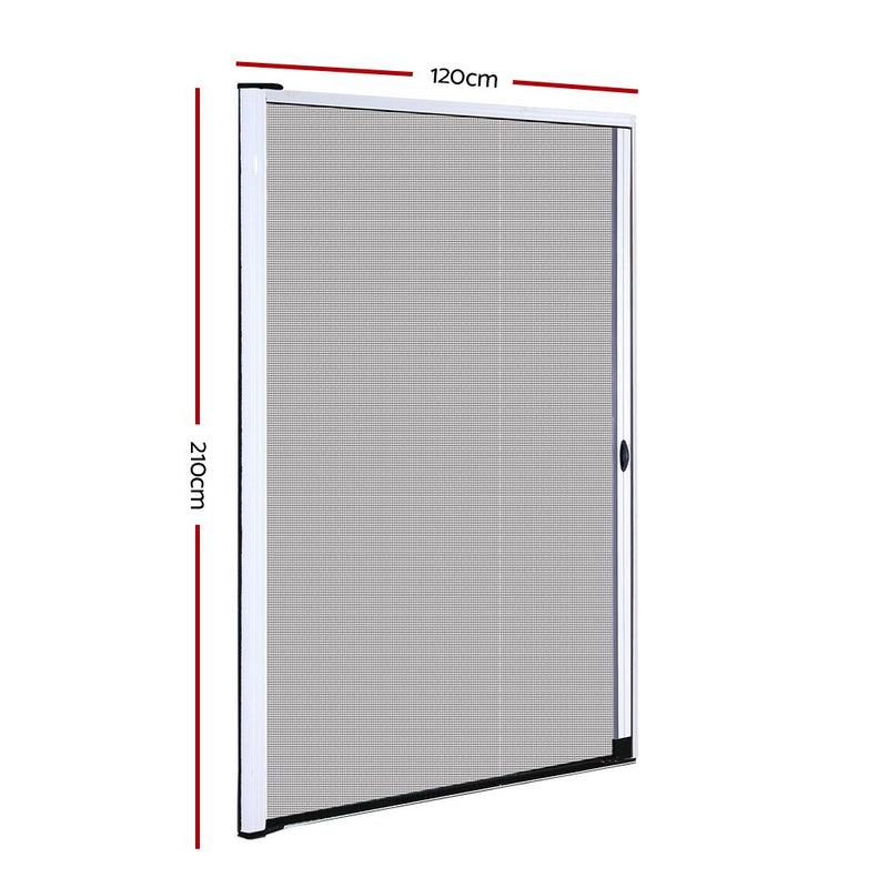 Retractable Magnetic Fly Screen Flyscreen Door Mesh Sliding 1.2m x 2.1m White