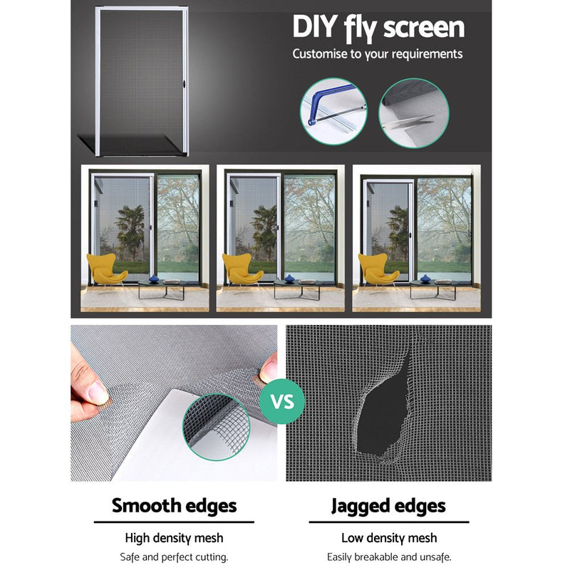 Retractable Magnetic Fly Screen Flyscreen Door Mesh Sliding 1.2m x 2.1m White