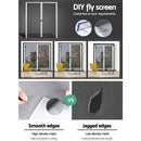 Retractable Magnetic Fly Screen Flyscreen Door Mesh Sliding 1.8m x 2.1m White