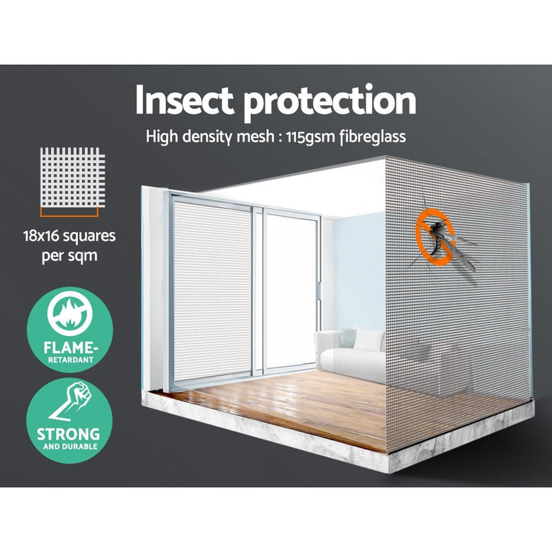 Retractable Magnetic Fly Screen Flyscreen Door Mesh Sliding 2.3m x 2.4m Brown